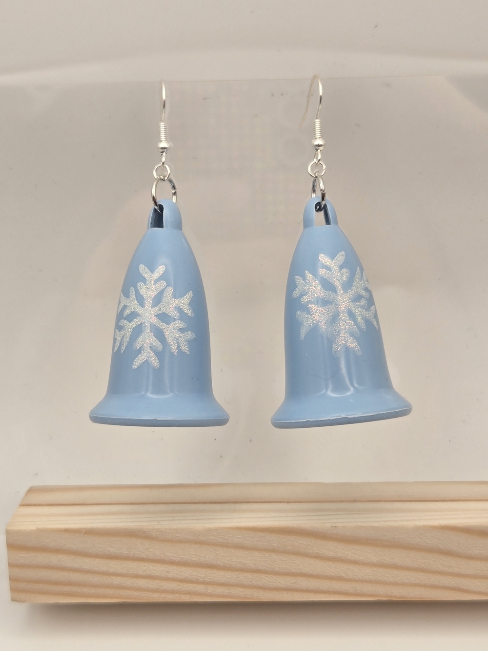 Light Blue Snowflake Bell Drop Earrings